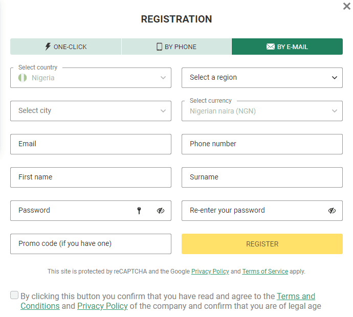 betwinner registration email